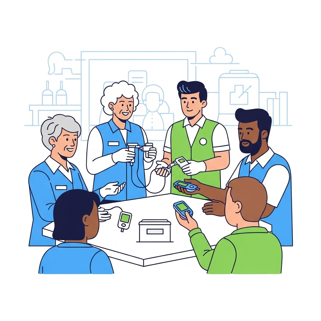 Volunteers working together